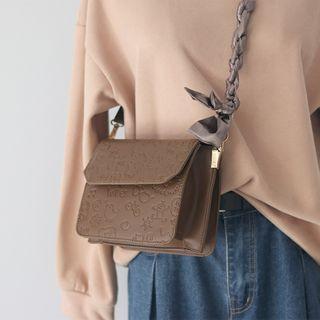Faux Leather Engraved Crossbody Bag