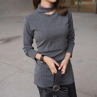 Cutout-front Ribbed Minidress