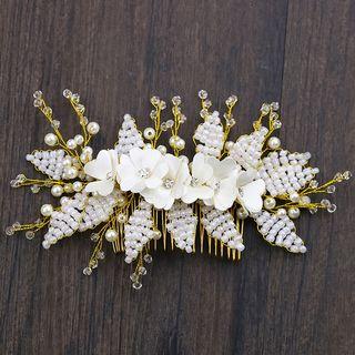 Bridal Flower Hair Comb White - One Size