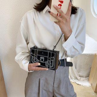 Print Chain Clutch Bag Black - One Size