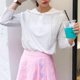 Plain 3/4 Sleeve Cropped Hoodie