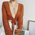 Star Print Cropped Long Sleeve Top