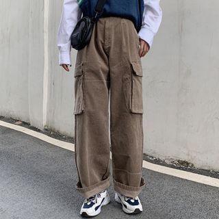 Corduroy Straight Leg Cargo Pants