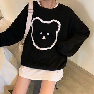 Cartoon Print Sweatshirt Cartoon Print - Black - One Size