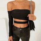 Cutout Cropped Tube Top With Arm Sleeve