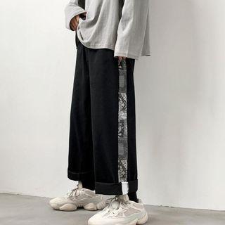 Paisley Print Wide Leg Cropped Pants