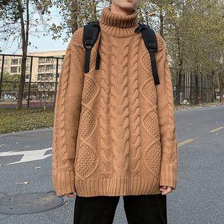 Turtleneck Oversize Cable-knit Sweater