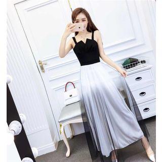 Sleeveless Gradient Mesh A-line Maxi Dress