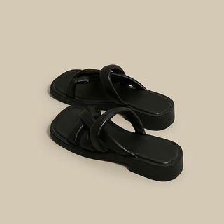 Square Toe Platform Slide Sandals
