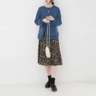 Slitted Sweatshirt / Leopard Print A-line Skirt