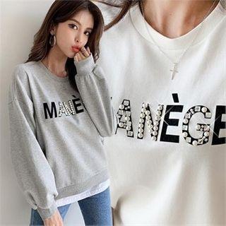 Letter Beaded Sweatshirt