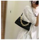Chain Detail Croc Grain Hobo Bag