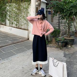Color-block A-line Ruffle Skirt