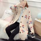 Cherry Pattern Long Cardigan