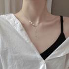 925 Sterling Silver Faux Pearl Y Necklace 925 Silver - As Shown In Figure - One Size