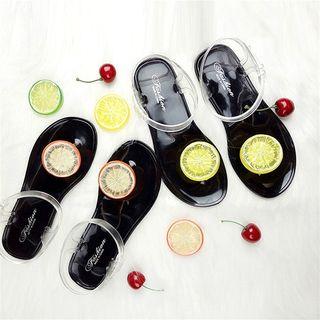 Lemon Transparent Strap Flat Sandals