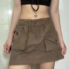Low Rise A-line Denim Skirt