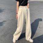 High Waist Plain Wide Leg Jeans