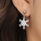 Snowflake Sterling Silver Drop Ear Stud 1 Pair - Silver - One Size