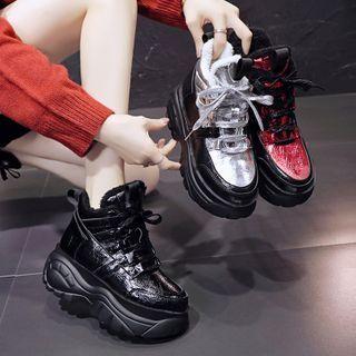 Platform Chunky Lace Up Hidden Wedge Sneakers