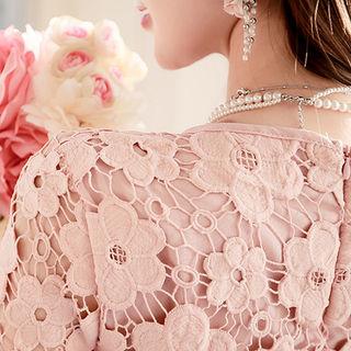 3/4-sleeve Lace Mini Dress