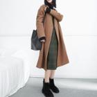 Collarless Wrapped Wool Jacket With Sash