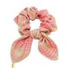 Ribbon Patterned Scrunchy Hair Tie Pink - One Size