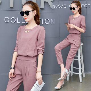 Set: Long-sleeve Top + Slim Fit Pants