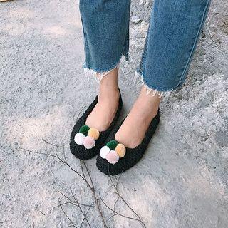 Pompom-accent Flats