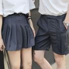 Couple Matching High Waist Pleated Skirt / Plain Shorts