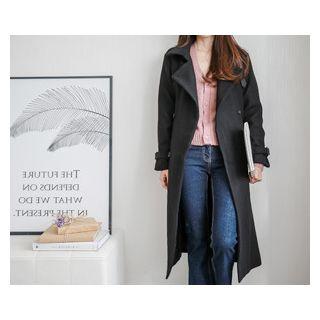 Double-breasted Long Coat With Sash