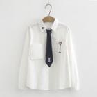Set: Long-sleeve Embroidered Shirt + Tie
