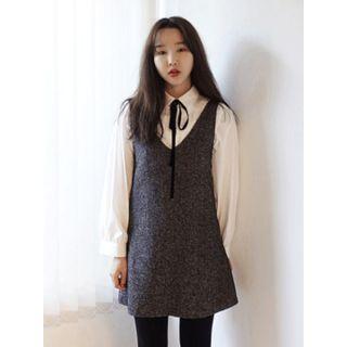 Bow-front Pintuck-trim Blouse