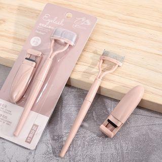 Set: Stainless Steel Eyelash Comb + Eyelash Curler Pink - One Size