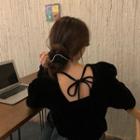 Bow-back Velvet Blouse