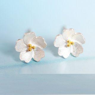 925 Sterling Silver Cherry Blossoms Earrings As Figure Shown - One Size