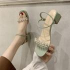 Faux Pearl Embellished Block-heel Sandals