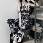 Tie-dye Print Bandeau + Wide Pants Set
