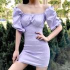 Puff-sleeve Smocked Mini Dress