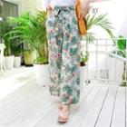High-waist Foliage Pants With Sash