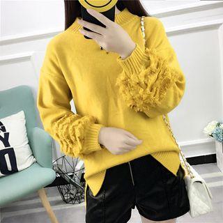 Fringe Mock Neck Sweater