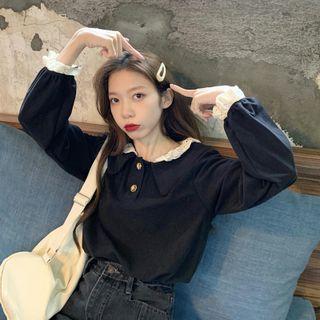 Lace Trim Blouse Shirt - One Size