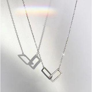 Rhinestone Loop Necklace Silver - One Size