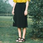 Plain A-line Midi Skirt