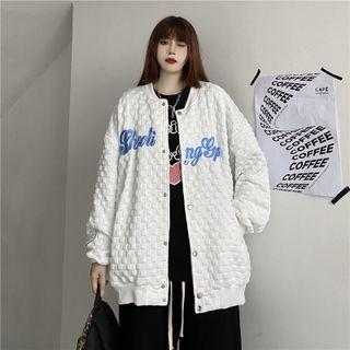 Waffle Pattern Baseball Jacket