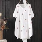 V-neck Embroidered Short-sleeve Dress