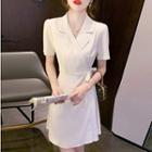 Short-sleeve Plain A-line Blazer Dress