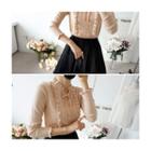 Tie-neck Frilled Knit Top