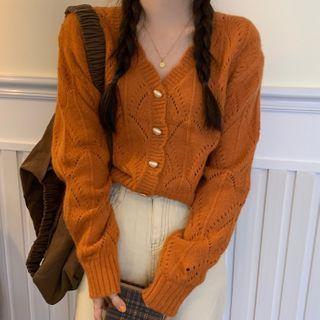 Scallop Edge V-neck Knit Cardigan