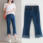 Fringed Slim-fit Cropped Jeans